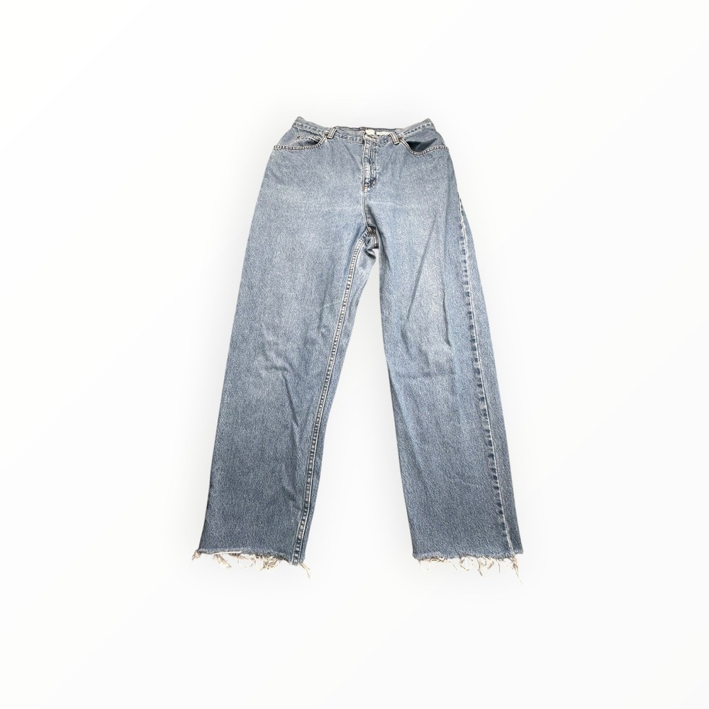 Liz Claiborne‎ Jeans Womens 14S Blue Classic Fit Straight Leg Raw Hem High Rise